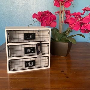Rae Dunn Desk Organizer White Wood Metal One Two